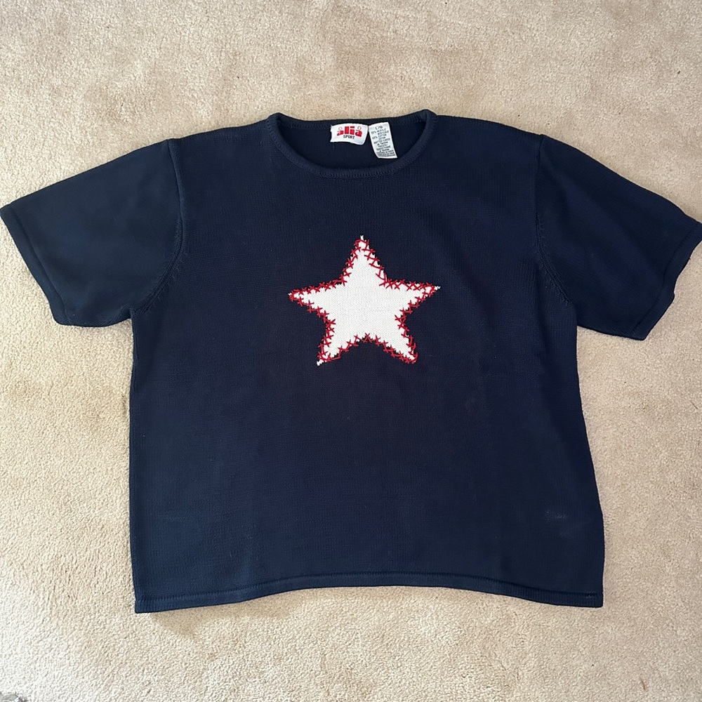 Alia Navy Blue Star Short Sleeve Tee